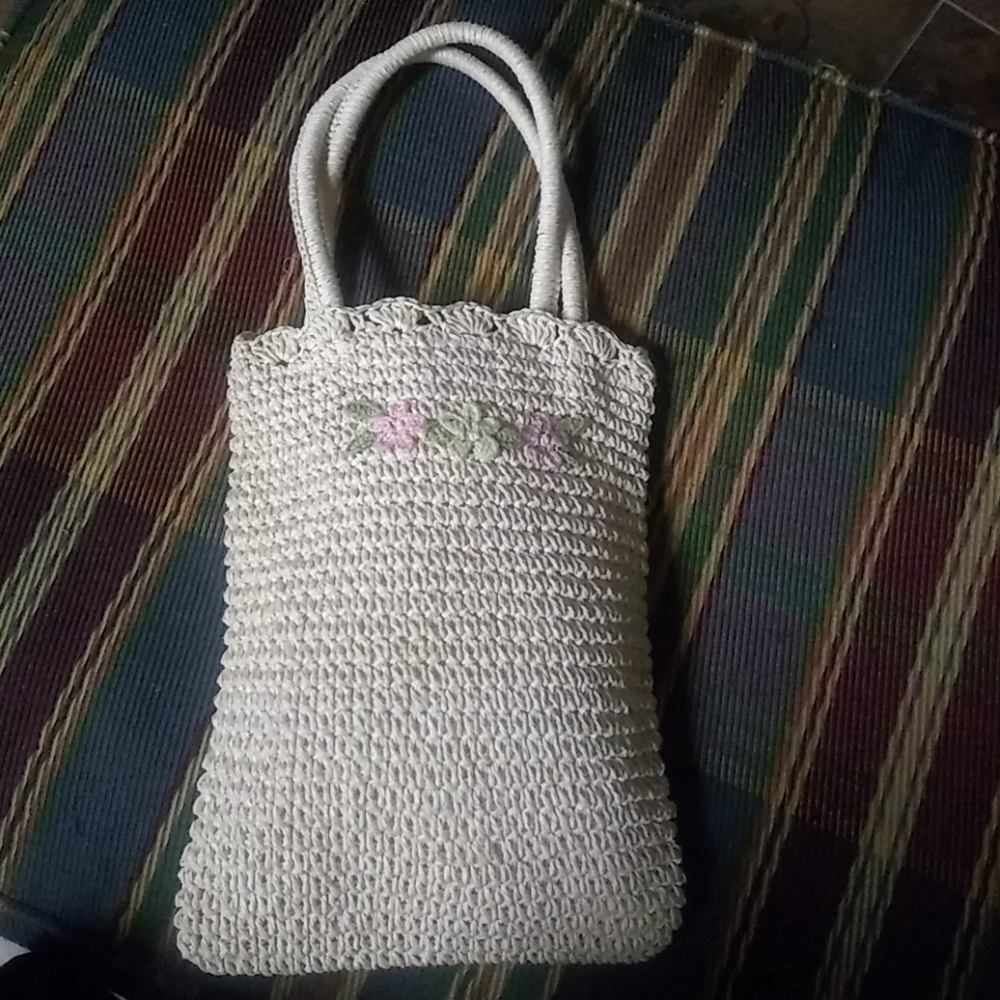 Pink crochet bag